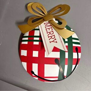 Festive Plaid Ornament with Gold Bow